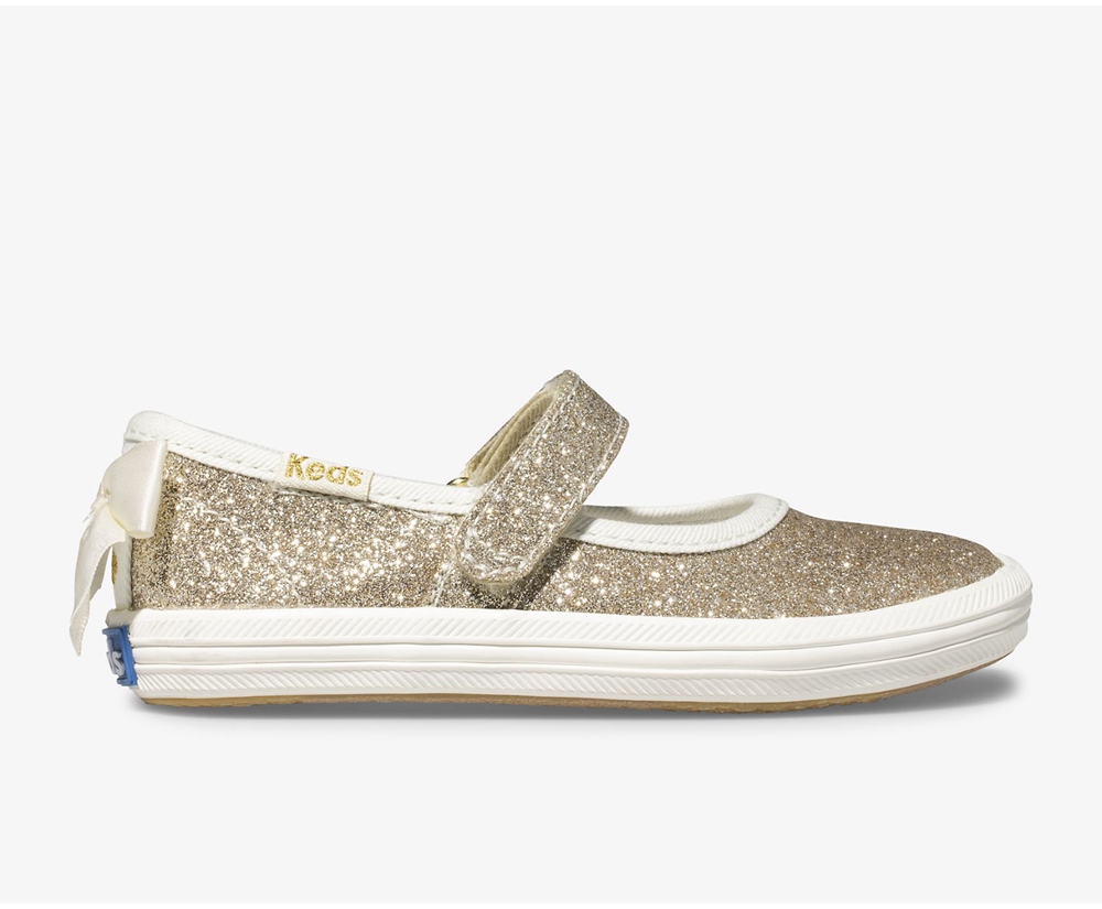 Slip Ons Keds Niños Doradas - Kate Spade New York Sloane Mj Glitter - 632-XBUIHM